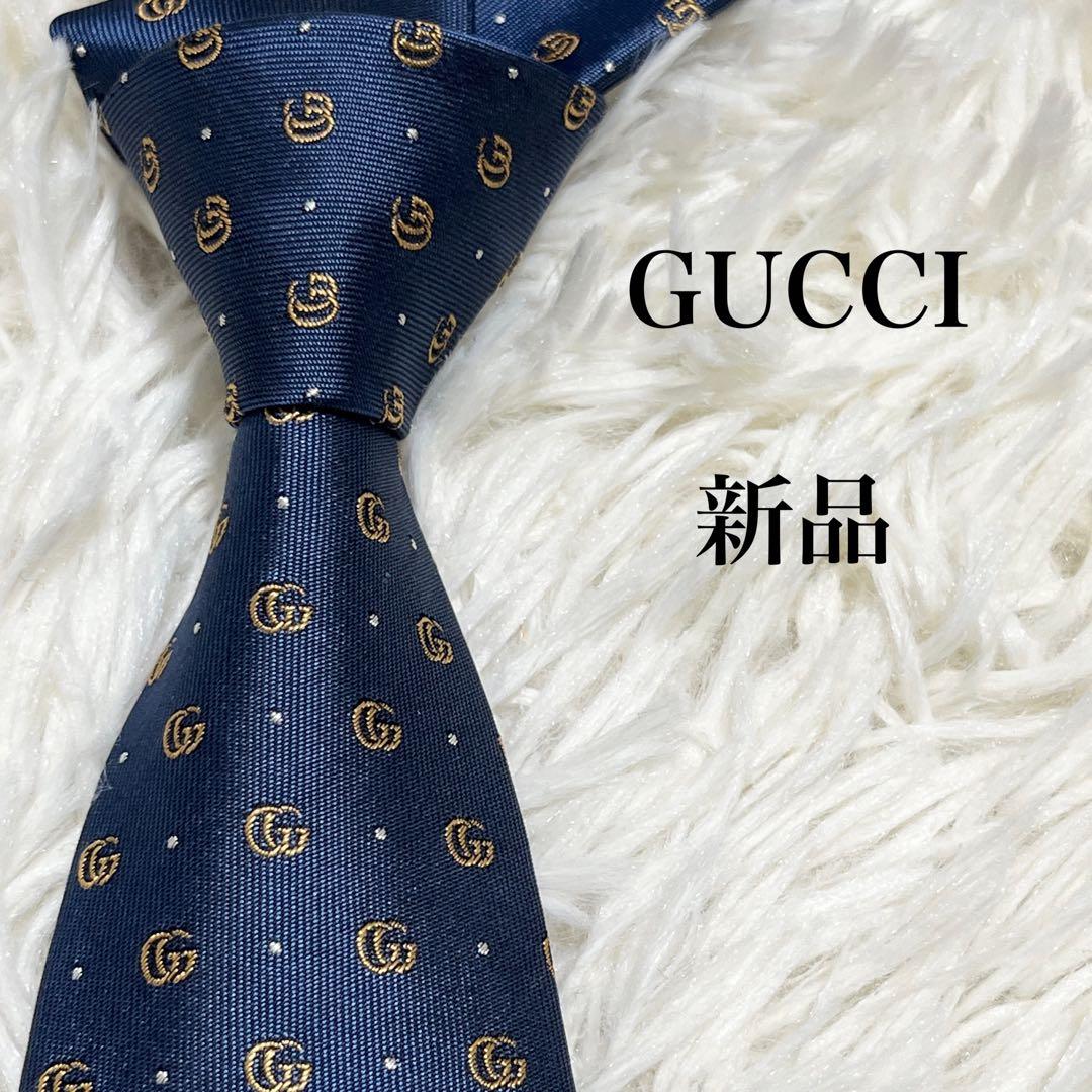 新品✨️ GUCCI ネクタイ GG マーモント ネイビー 高級シルク 現行