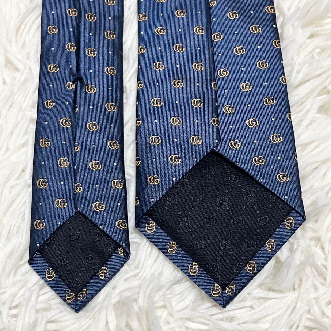 新品✨️ GUCCI ネクタイ GG マーモント ネイビー 高級シルク 現行