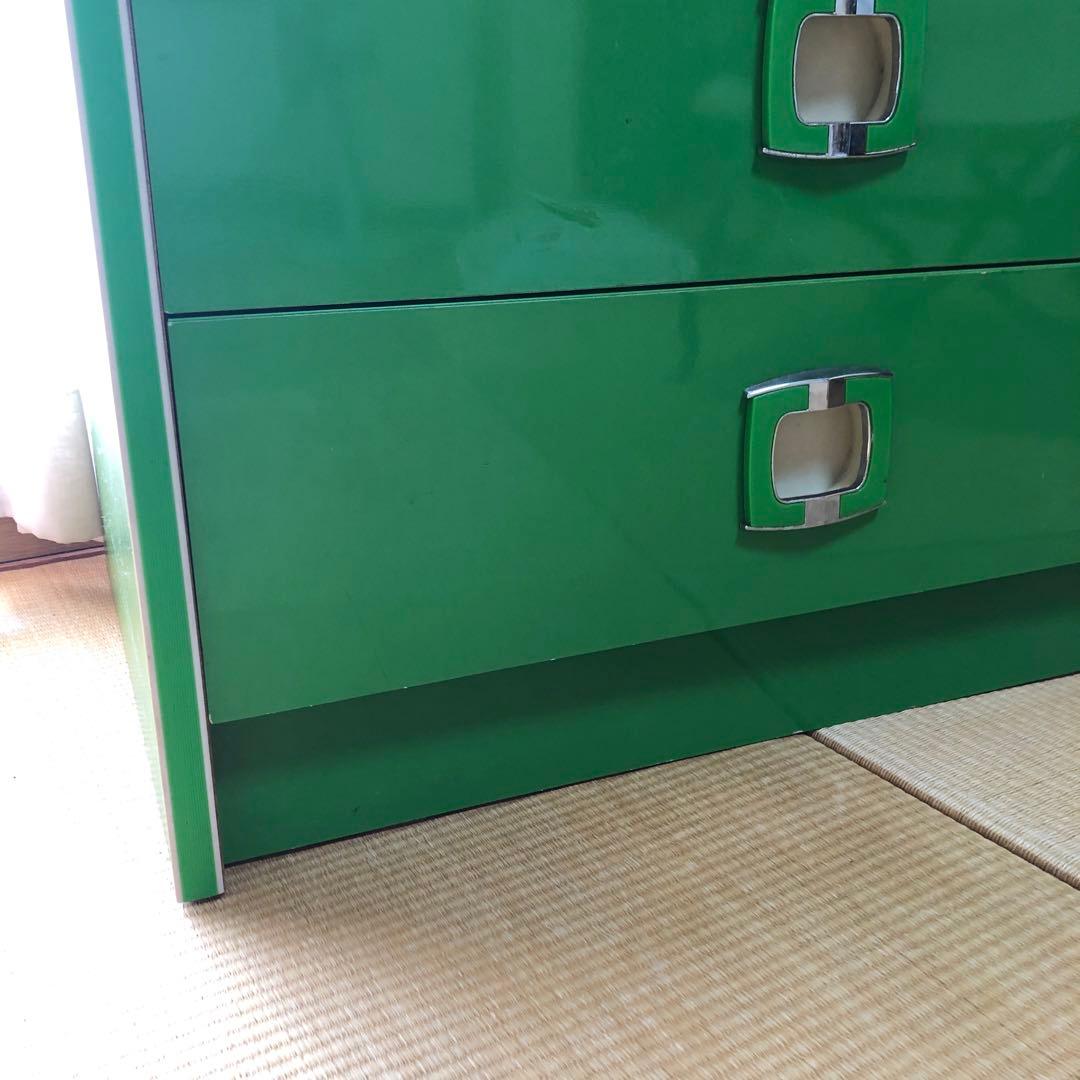 緑色 5段引き出し チェスト