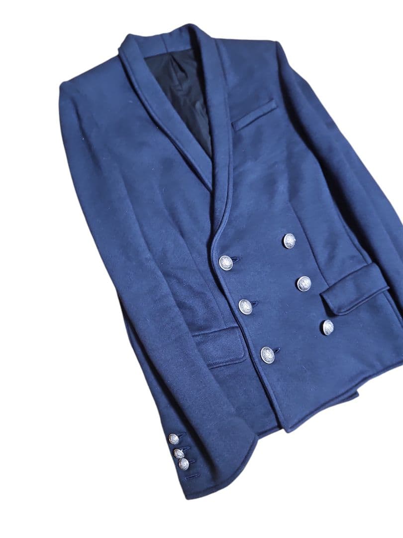 Balmain ネイビー ダブルブレスト テーラードジャケット 44