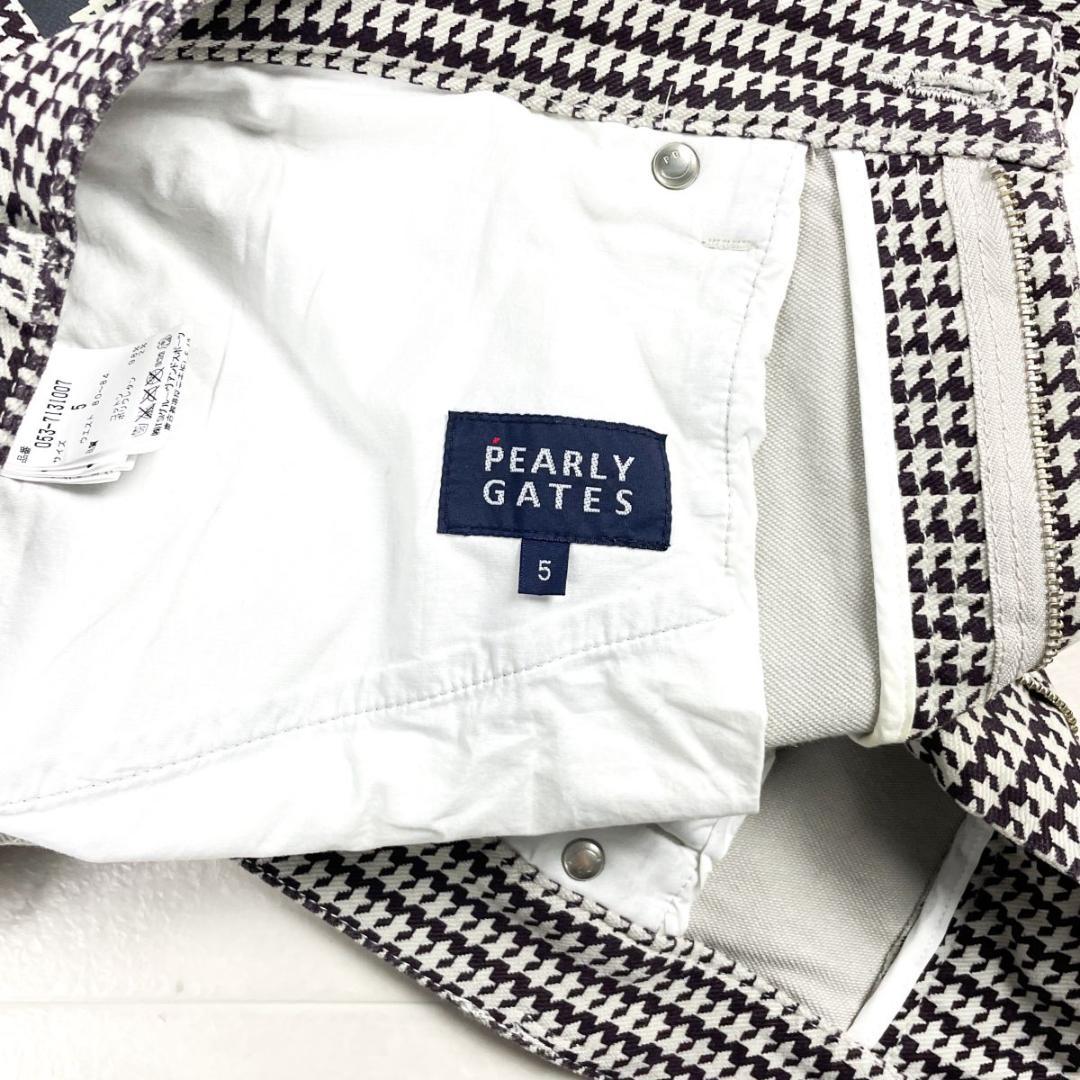 美品 パーリーゲイツ ゴルフウェア 千鳥柄パンツ 茶 サイズ5*GD1159