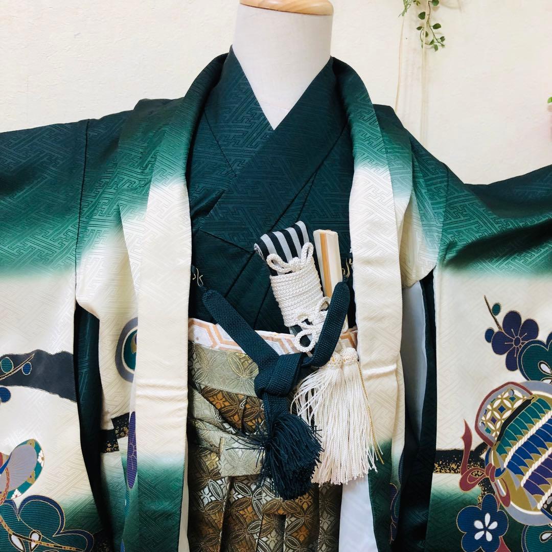 七五三 五歳‼️豪華Green系兜金彩煌びやか❤️完全フルセット‼️家から揃える無し