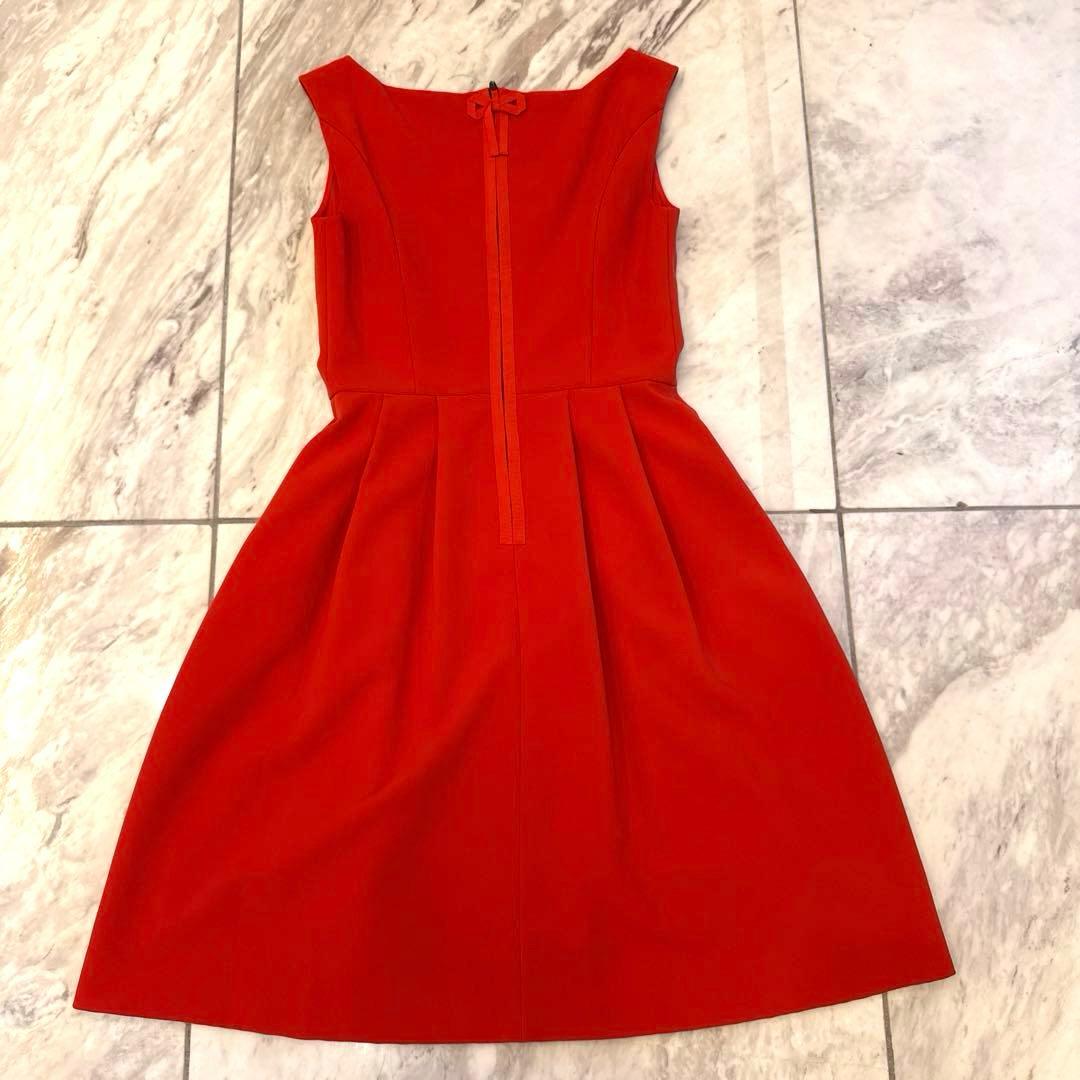 FOXEY NewYork赤 ノースリーブ Aライン ワンピース