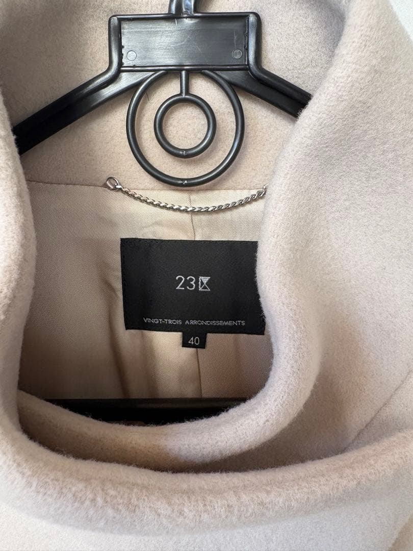 23区 ノーカラーコート 40 ベージュ