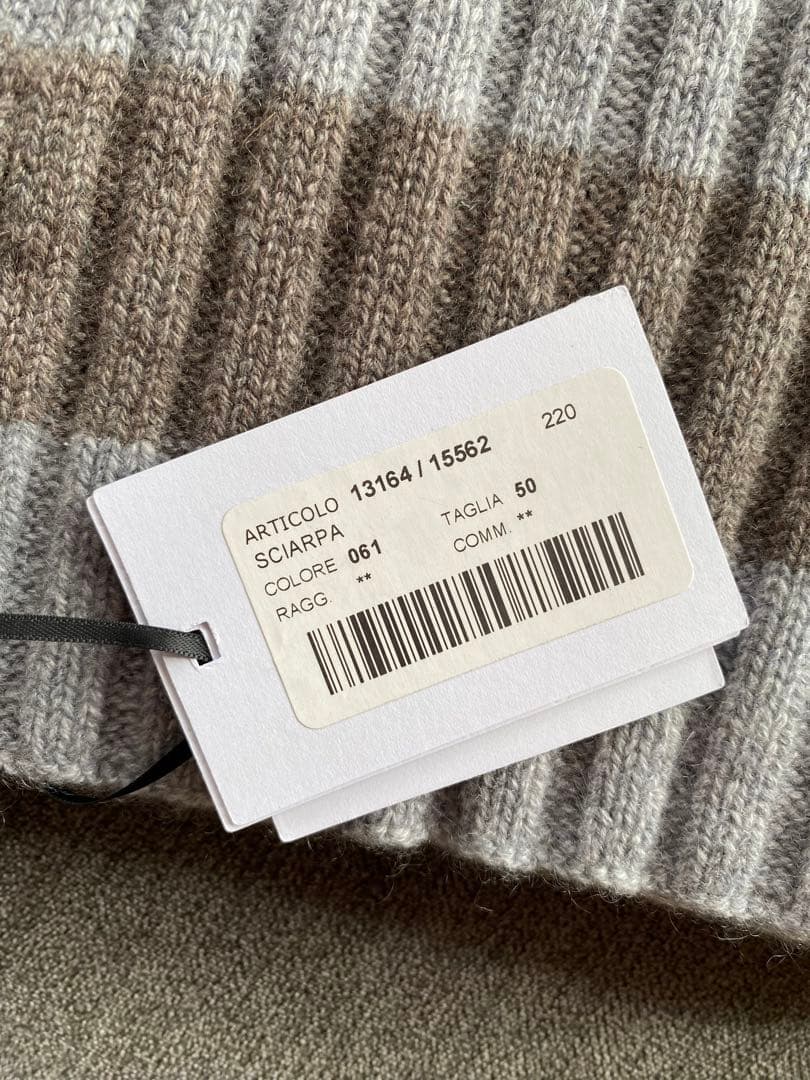 GRAN SASSO カシミアマフラー グレー/ブラウン