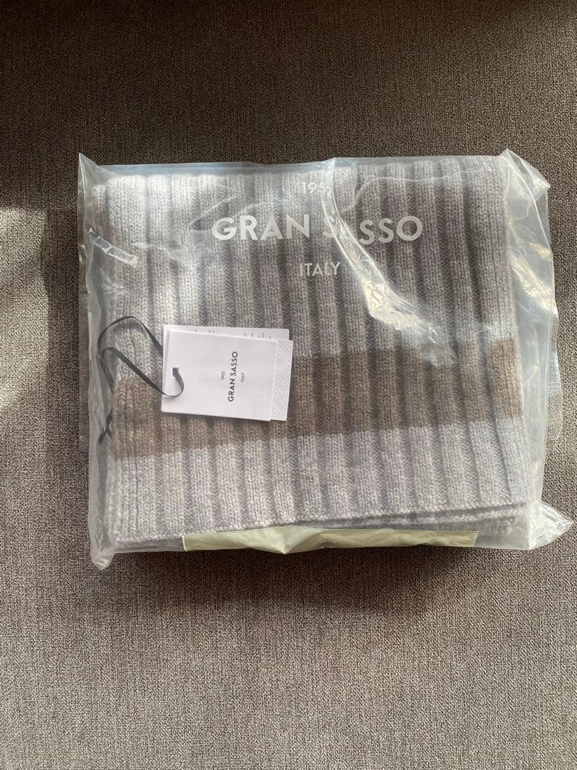 GRAN SASSO カシミアマフラー グレー/ブラウン