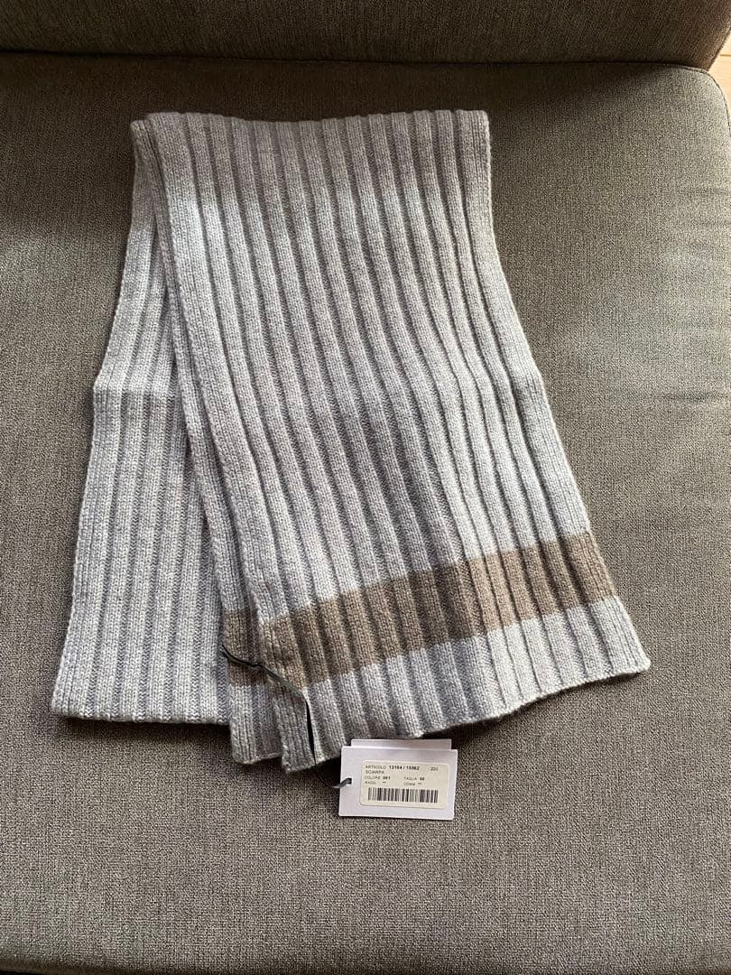 GRAN SASSO カシミアマフラー グレー/ブラウン