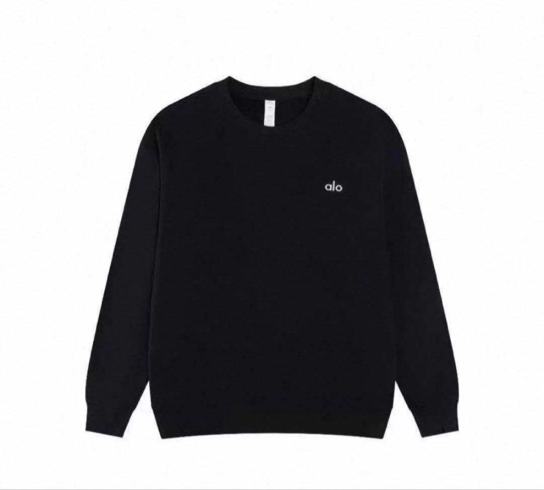 alo ブラック クルーネック トレーナー レディースMサイズ スウェット