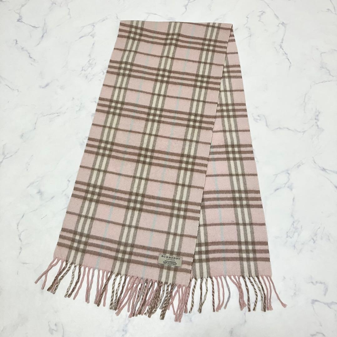 BURBERRY london✨バーバリー　カシミア　マフラー　ピンク　ブラウン