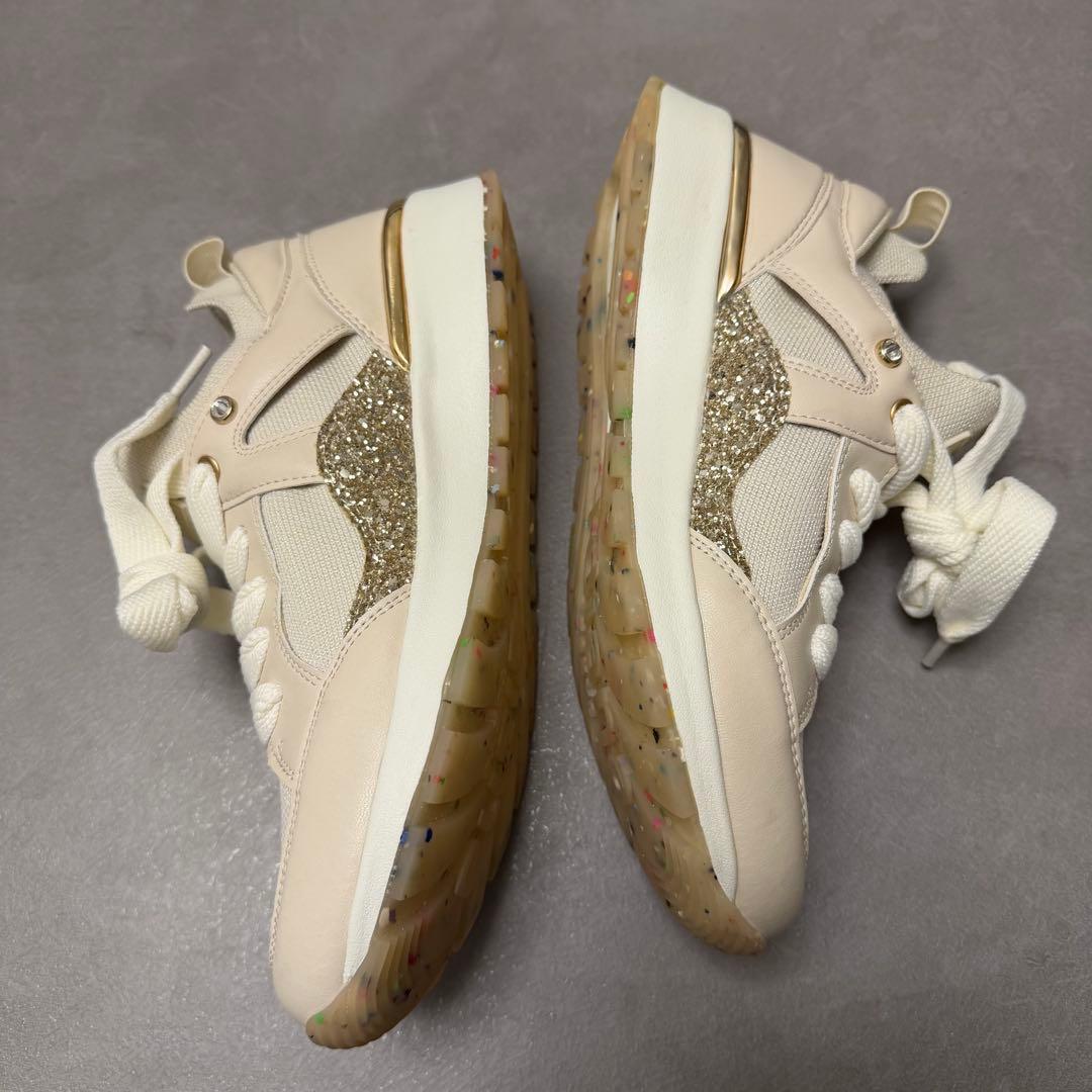 +diana ニットコンビスニーカー （ベージュ生地）　23.5cm