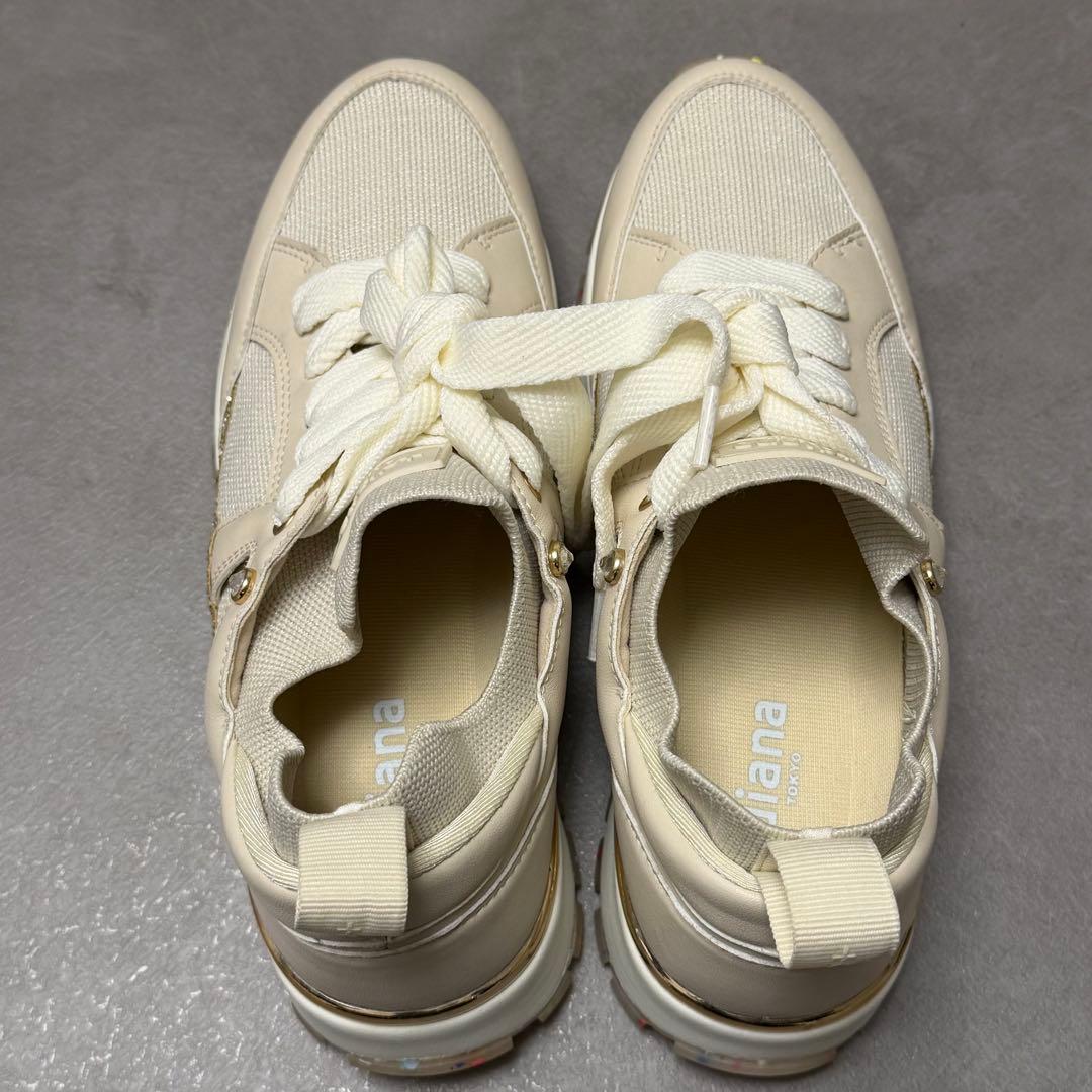 +diana ニットコンビスニーカー （ベージュ生地）　23.5cm