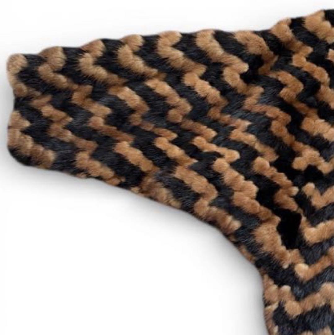 希少 ミンクファー ジャケット ドルマンスリーブ 裾絞り ジグザグ柄 ゆったり