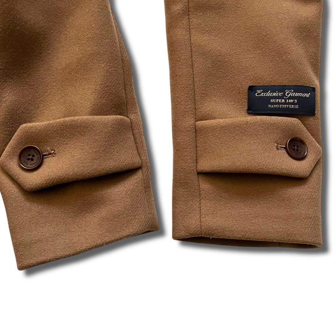 極美品 ナノユニバース 140s メリノウール シングル P コート S