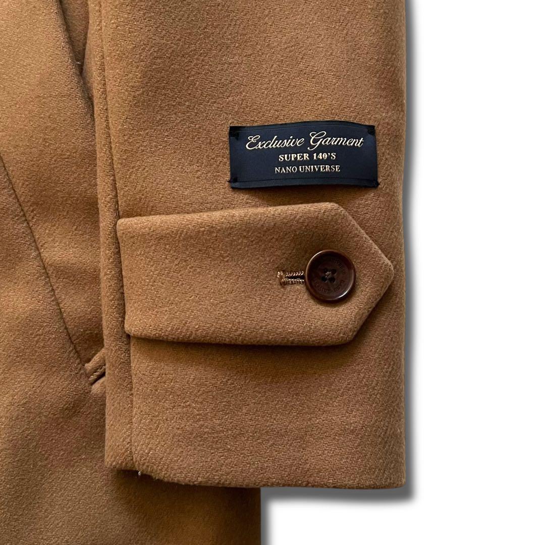 極美品 ナノユニバース 140s メリノウール シングル P コート S