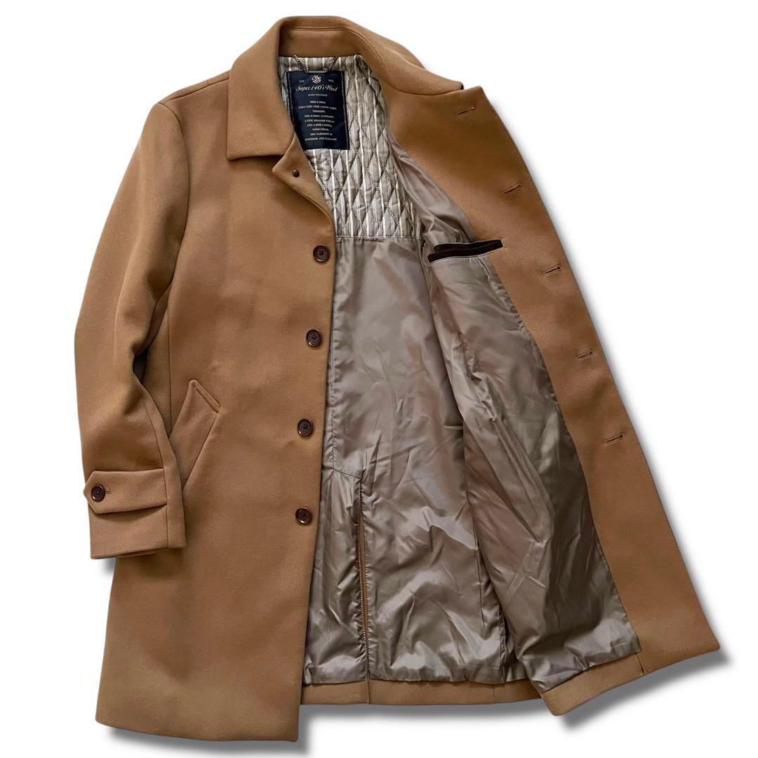 極美品 ナノユニバース 140s メリノウール シングル P コート S