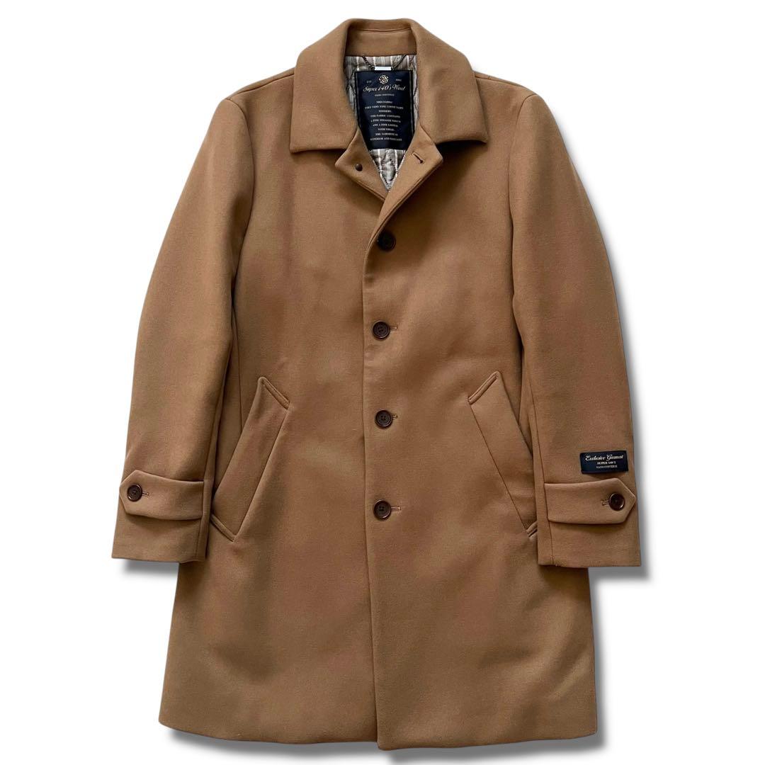 極美品 ナノユニバース 140s メリノウール シングル P コート S