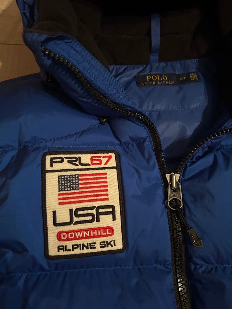ポロラルフローレン ダウンベスト ビッグポニー フード USA ブルー S