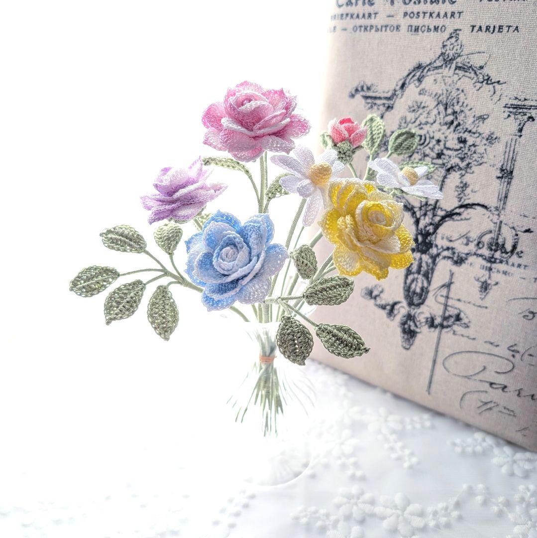 きらり☆薔薇とユリのブーケ·パステルカラーのブーケ·ミニドイリー計3点