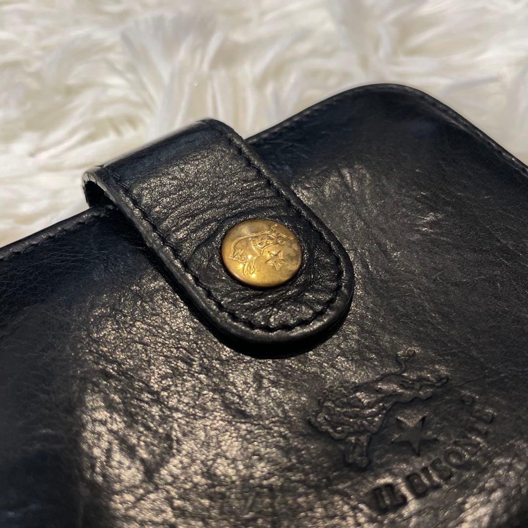 ILBISONTE イルビゾンテ 二つ折り財布 ブラック 金ボタン レザー 革