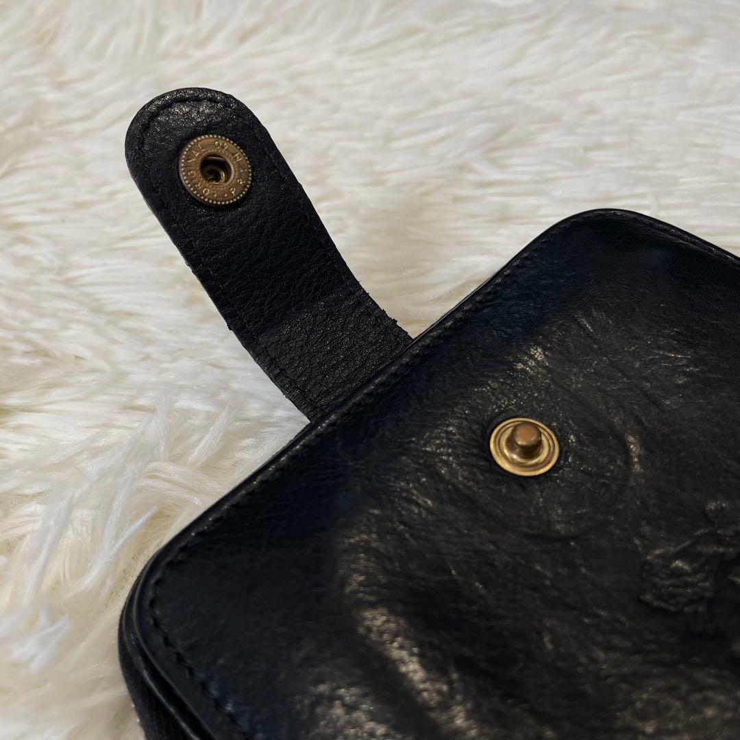 ILBISONTE イルビゾンテ 二つ折り財布 ブラック 金ボタン レザー 革