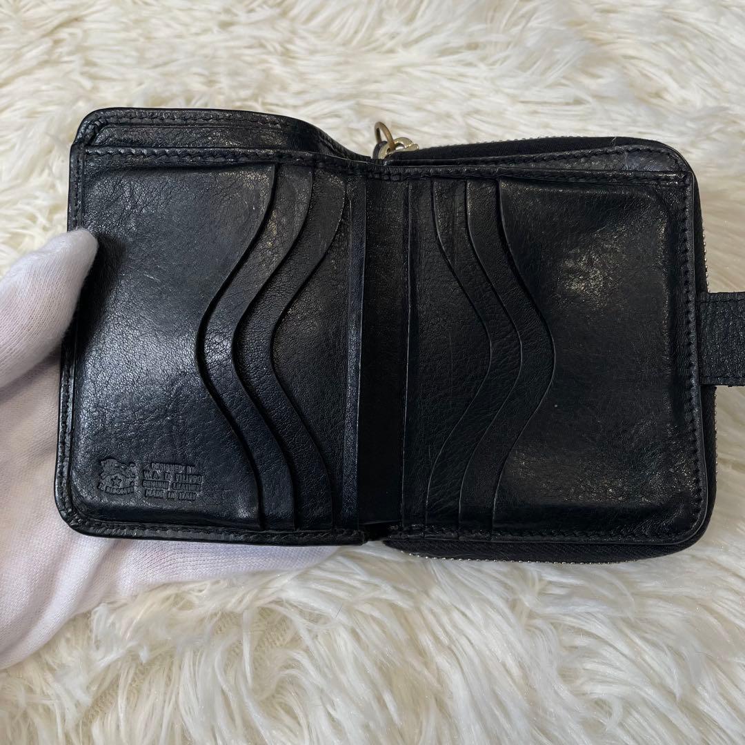 ILBISONTE イルビゾンテ 二つ折り財布 ブラック 金ボタン レザー 革