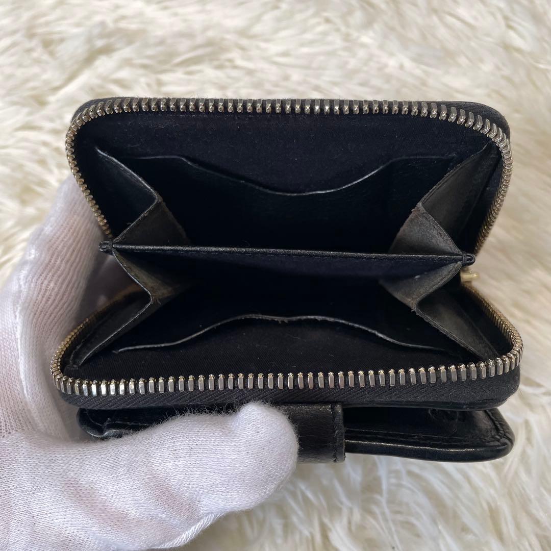 ILBISONTE イルビゾンテ 二つ折り財布 ブラック 金ボタン レザー 革