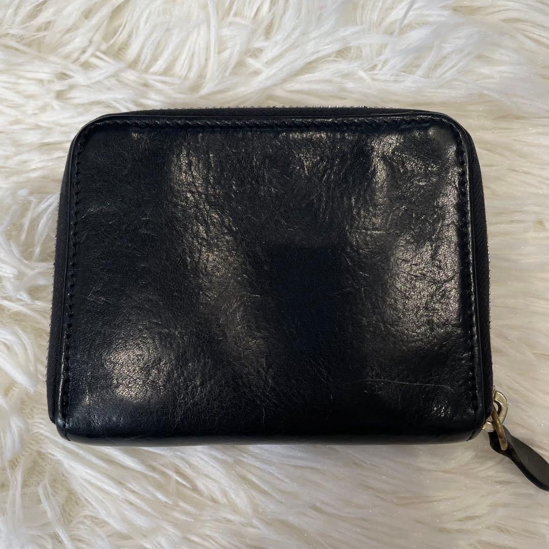 ILBISONTE イルビゾンテ 二つ折り財布 ブラック 金ボタン レザー 革