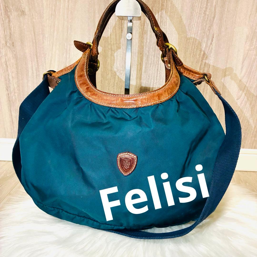 Felisi フェリージ　ショルダーバッグ　ナイロン　レザー　ハーフムーン