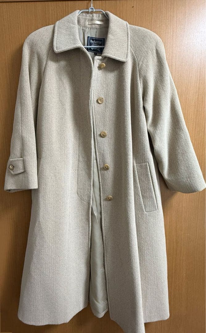美品 Burberrys ロングコート　ヘリンボーン　ベージュ　アンゴラ