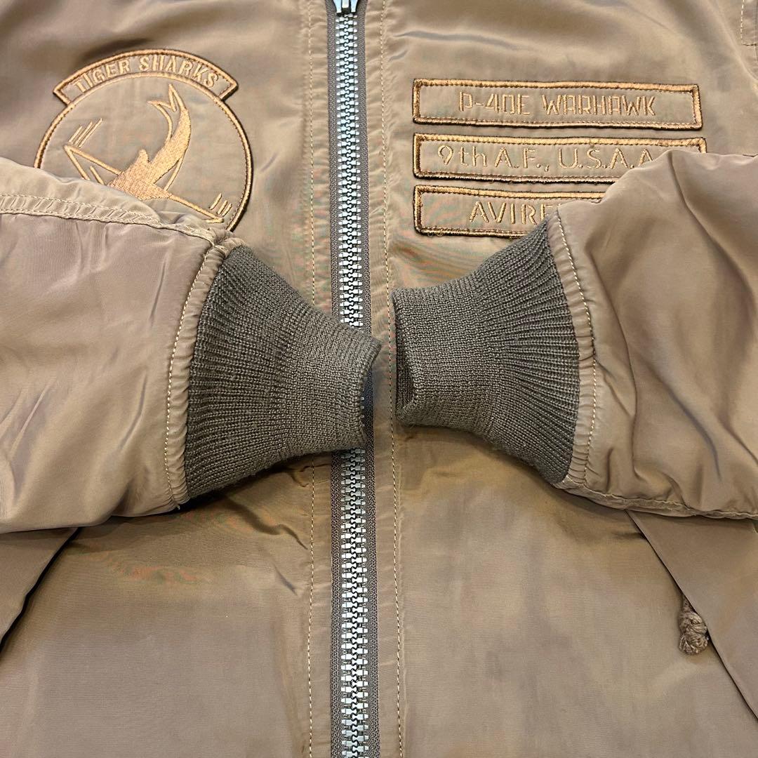 AVIREX フライトジャケット タイガーシャーク ワッペン刺繍 L