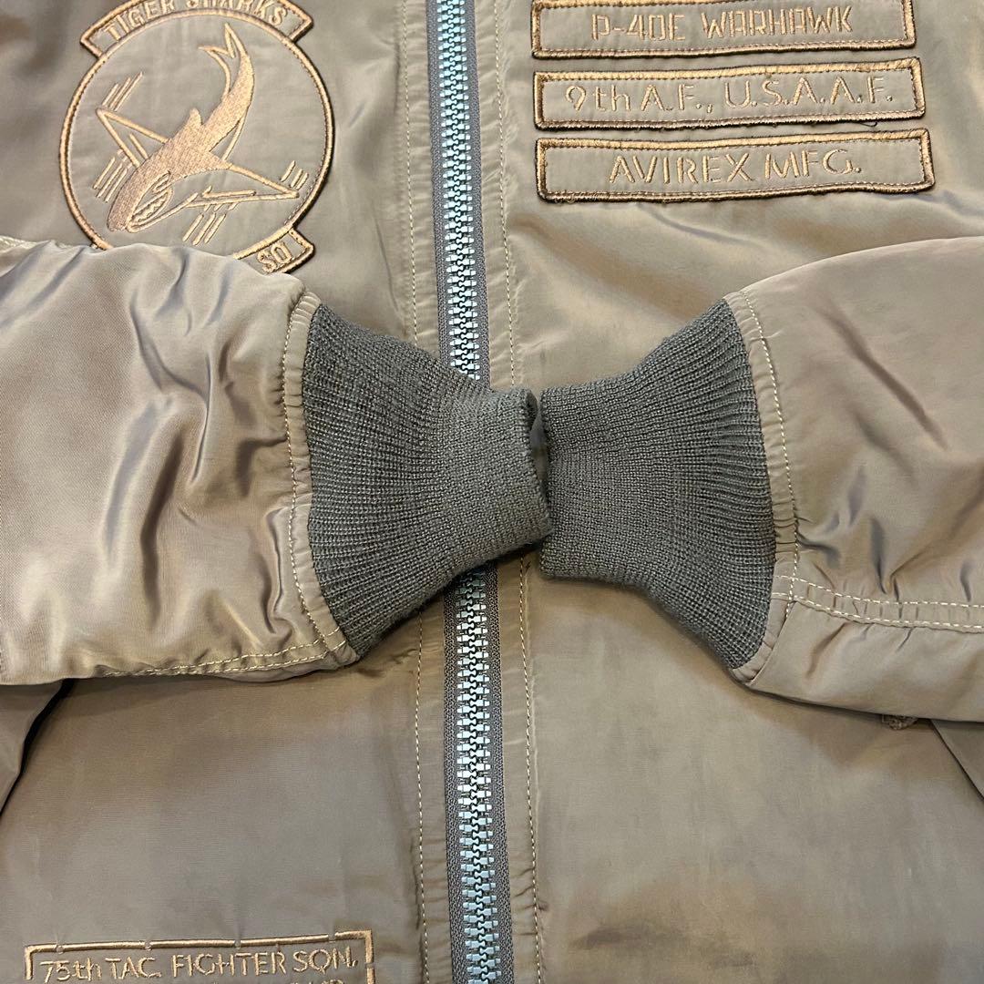 AVIREX フライトジャケット タイガーシャーク ワッペン刺繍 L