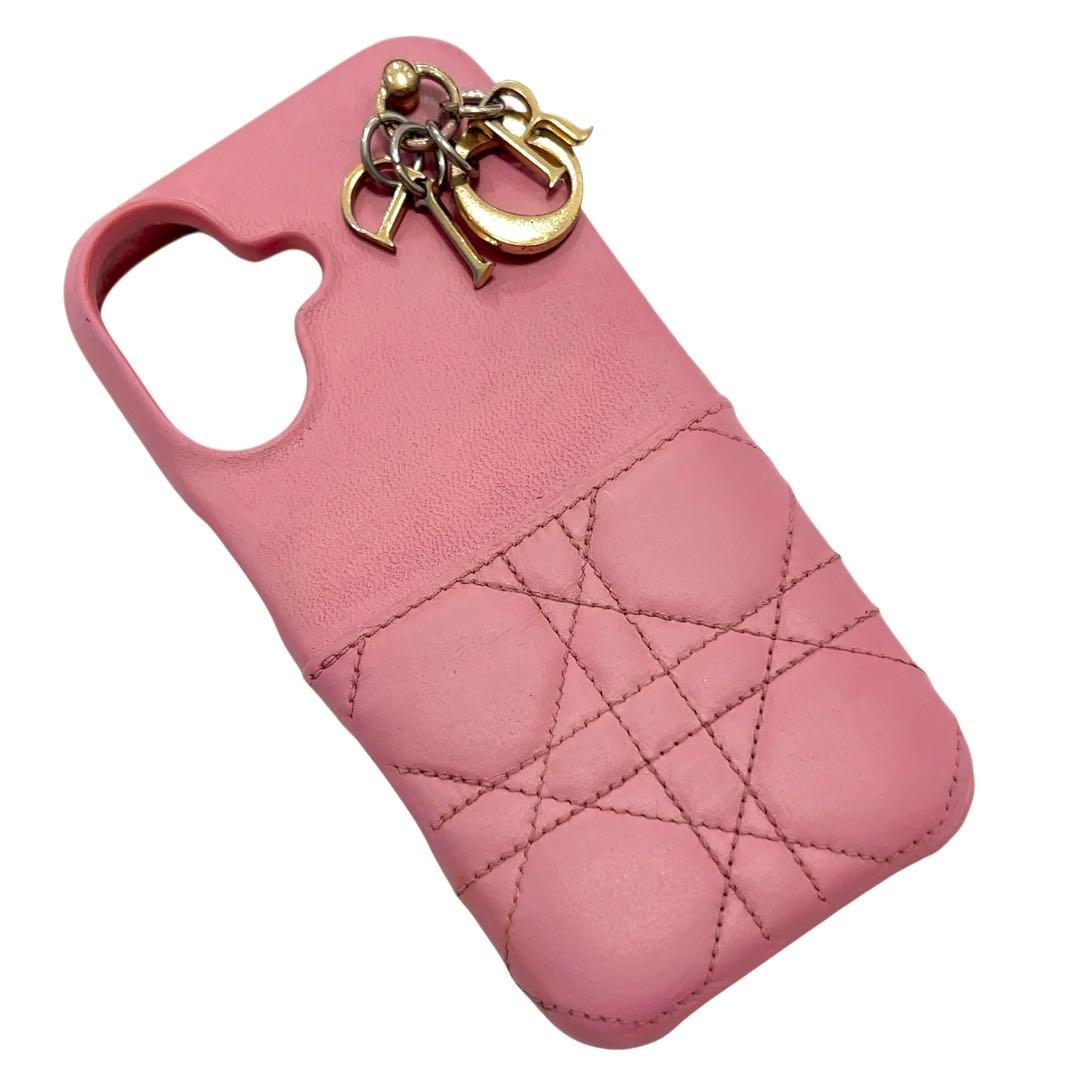 クリスチャンディオール iPhone16 スマホケース カナージュ ピンク ロゴ