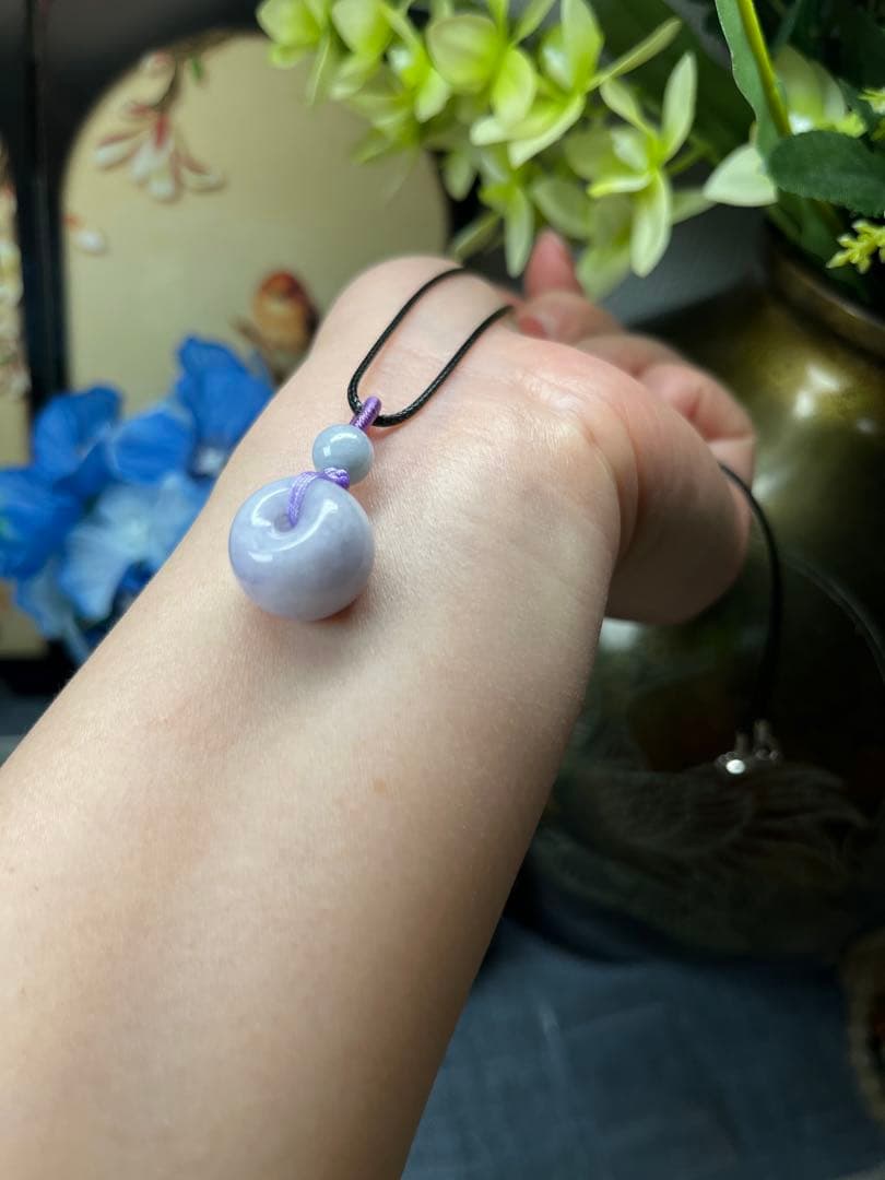 高品質❣️ミャンマー産A貨翡翠　　濃いラベンダー路路通ネックレストップ