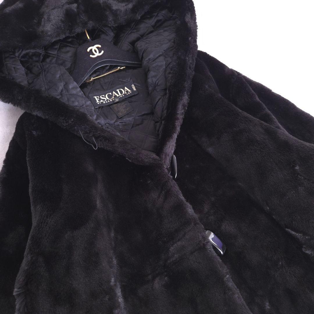 美品 エスカーダ エコファーコート ゴージャス キルティング フード