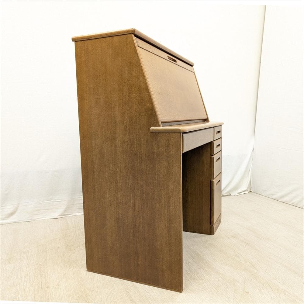 美品　浜本工芸　楢 ナラ材　ライティングデスク　ライティングビューロー　机　書斎