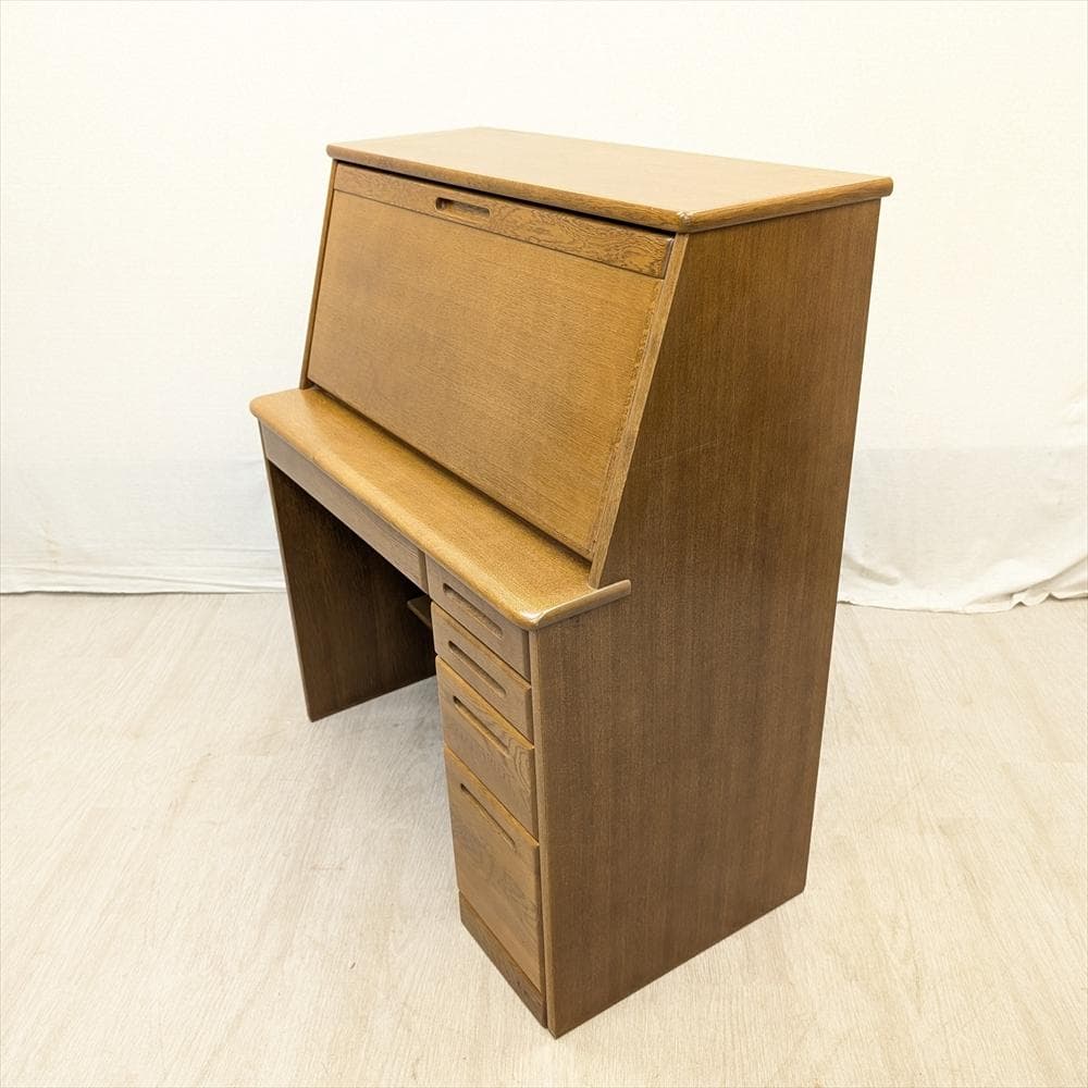 美品　浜本工芸　楢 ナラ材　ライティングデスク　ライティングビューロー　机　書斎