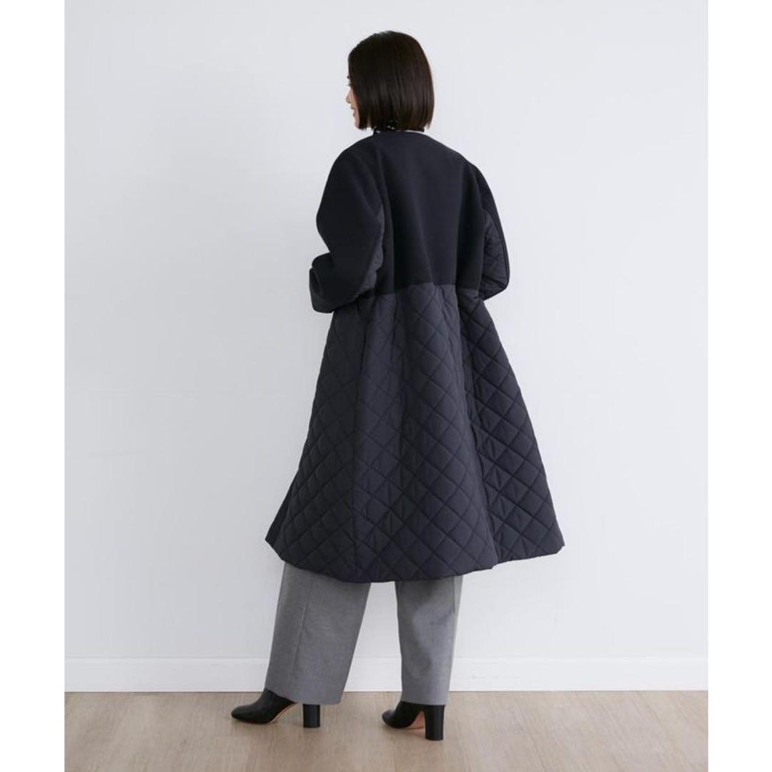 SALE極美品✨INED 2024AW コンビキルティングコート ネイビー　９号