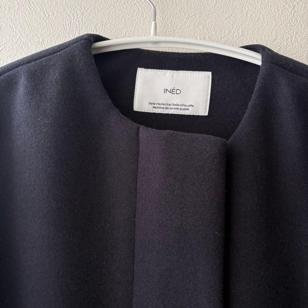 SALE極美品✨INED 2024AW コンビキルティングコート ネイビー　９号