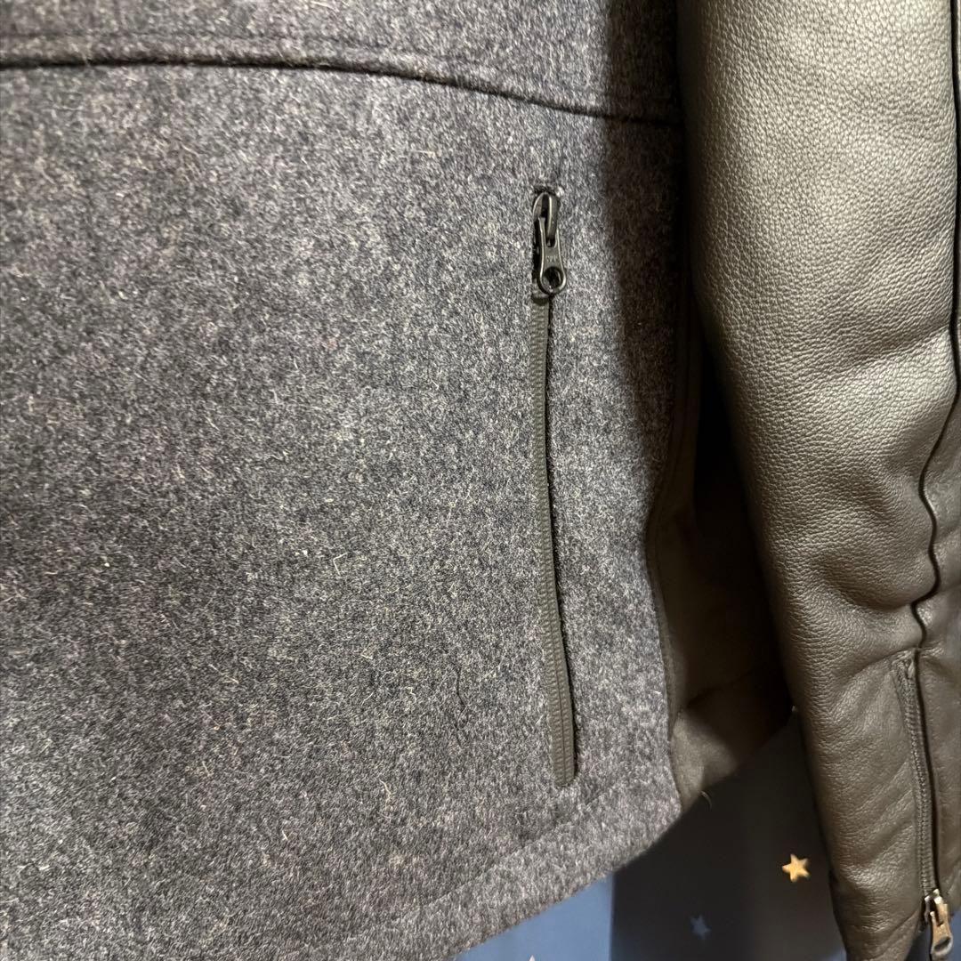 新品　今期新作　LEATHER SLEEVES MELTON JACKET L