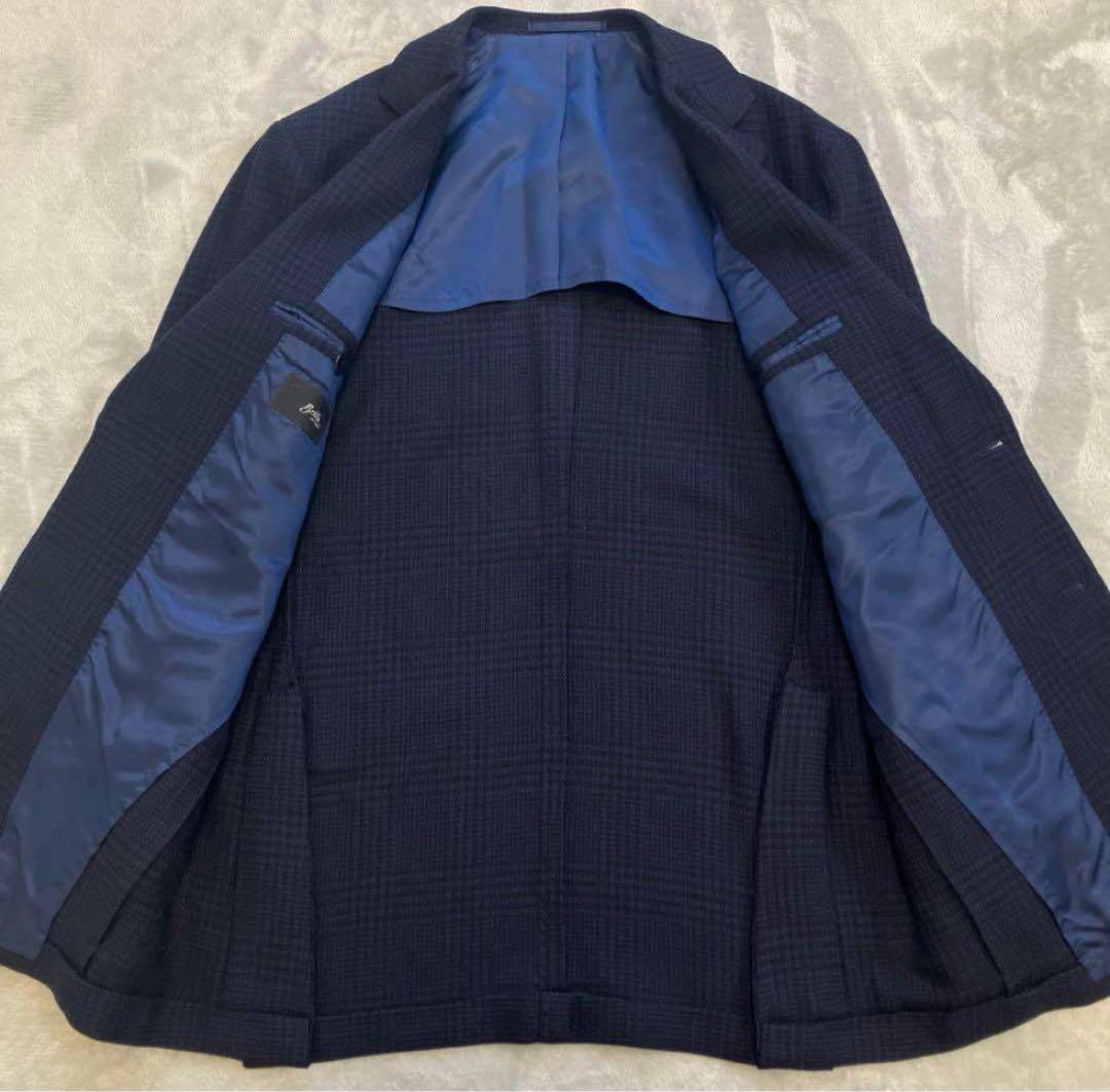 極美品✨ ブリッラペルイルグスト 現行 テーラードジャケット チェック ネイビー