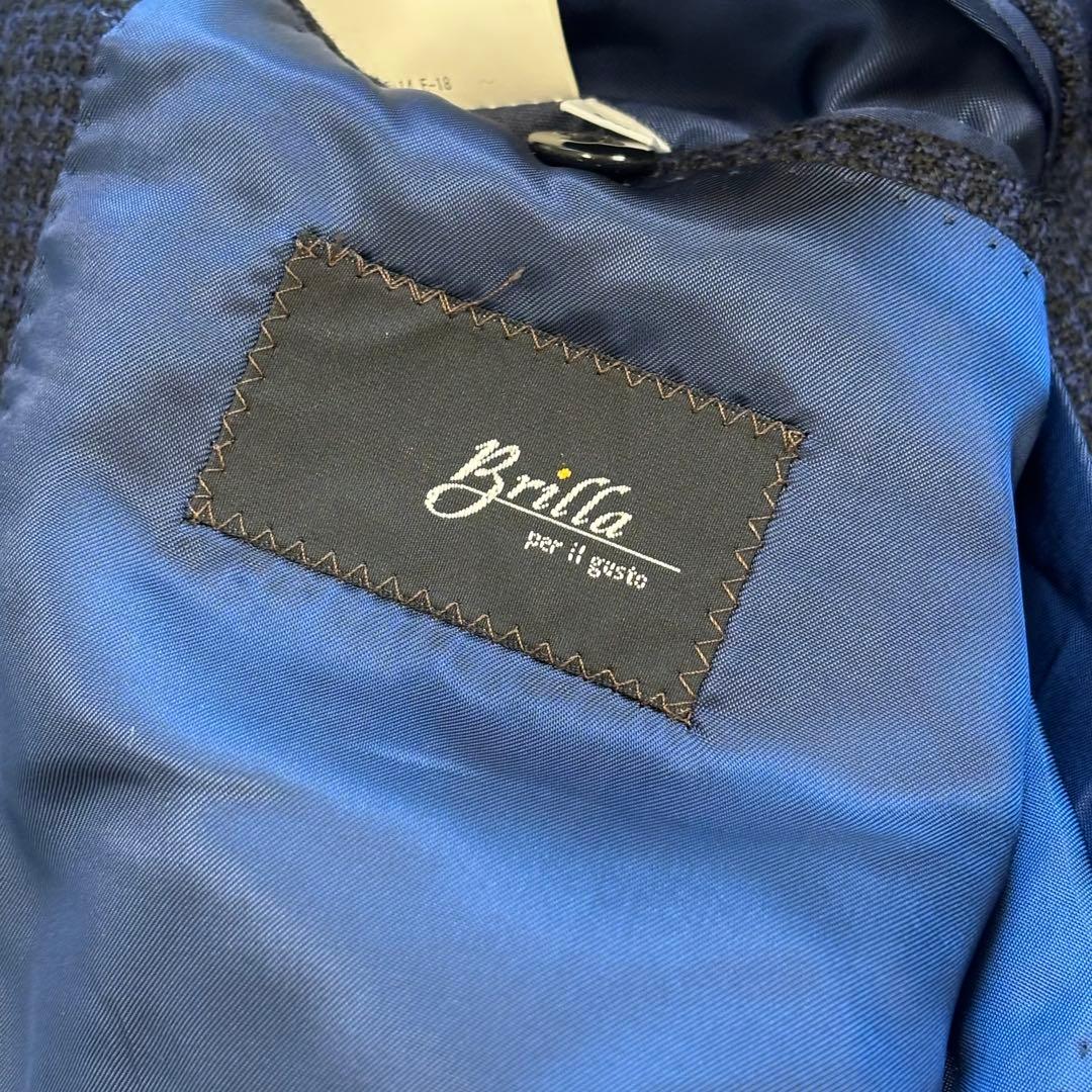 極美品✨ ブリッラペルイルグスト 現行 テーラードジャケット チェック ネイビー