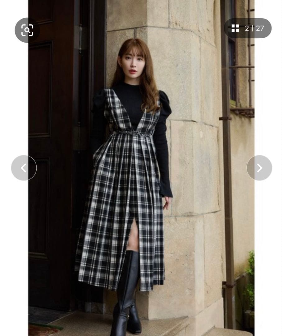 ワンピース herlipto Classic Plaid Jumper Dress