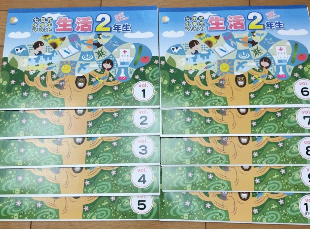 七田式小学生プリント右脳Ⅰ 右脳Ⅱ 国語2年 算数2年 英語Ⅰ 英語Ⅱ　生活2年