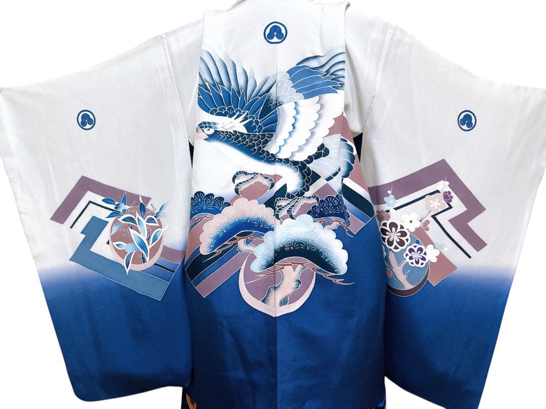 正絹羽織五つ紋♡七五三　5歳　男の子　フルセット　一式　鷹　青系