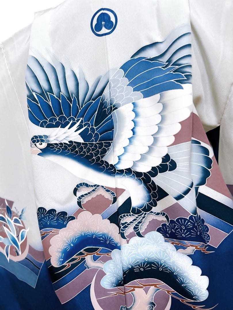 正絹羽織五つ紋♡七五三　5歳　男の子　フルセット　一式　鷹　青系