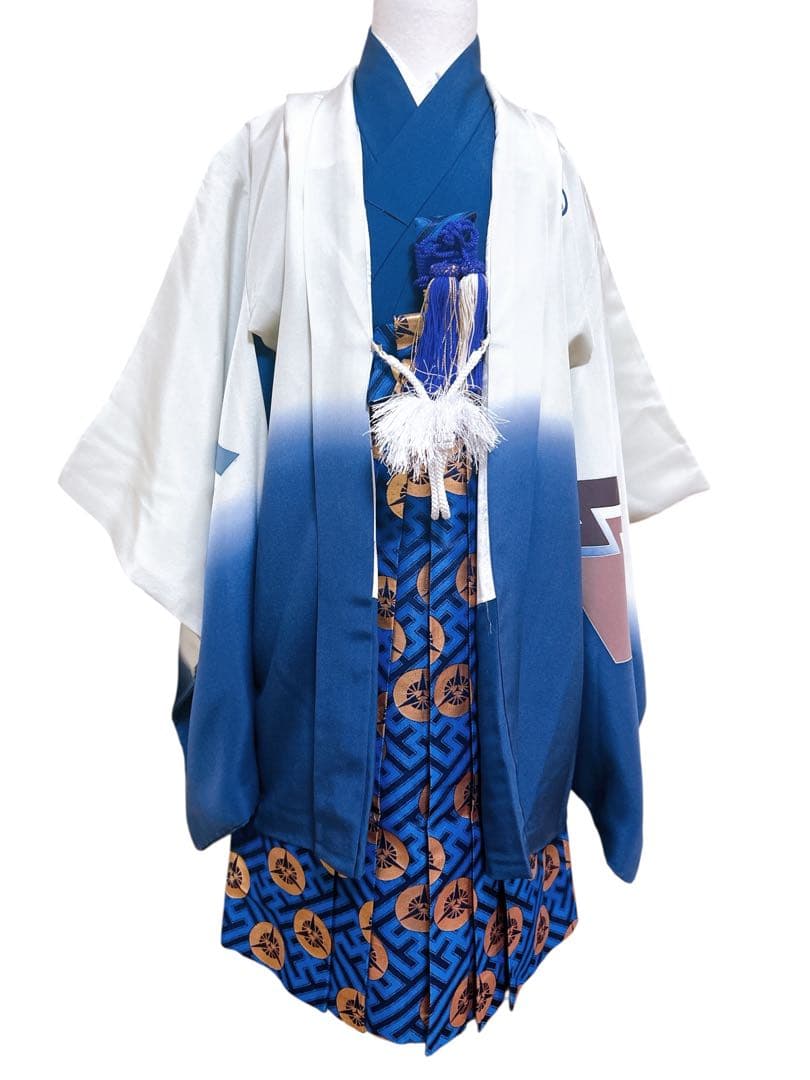 正絹羽織五つ紋♡七五三　5歳　男の子　フルセット　一式　鷹　青系