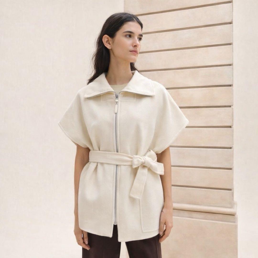 新品　HERMES コート　ポンチョ　ケープ　カシミヤ　ダブルフェイス　ジレ