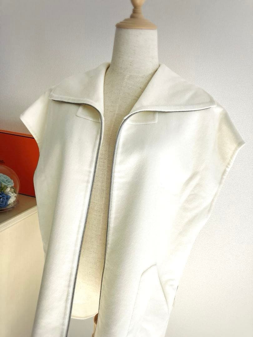 新品　HERMES コート　ポンチョ　ケープ　カシミヤ　ダブルフェイス　ジレ