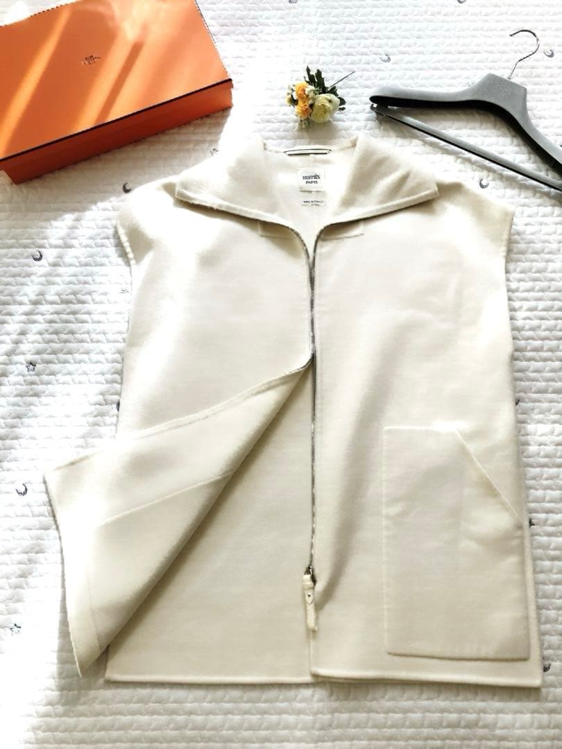 新品　HERMES コート　ポンチョ　ケープ　カシミヤ　ダブルフェイス　ジレ