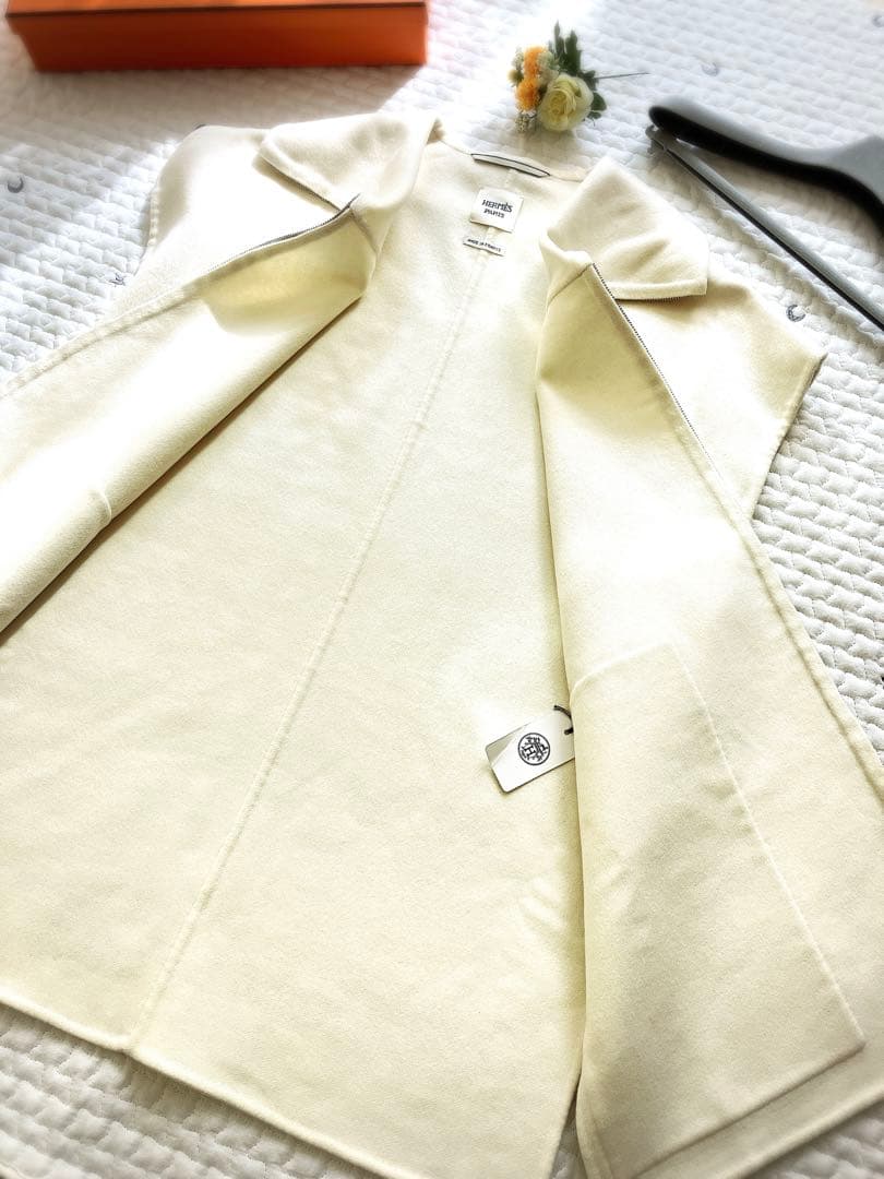 新品　HERMES コート　ポンチョ　ケープ　カシミヤ　ダブルフェイス　ジレ